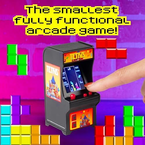 Tiny Arcade Tetris Mini Retro Game (3.5"): Playable Handheld Arcade Machine w/ Real Gameplay & Sound - Classic 1980's Video Game (Ages 8+)