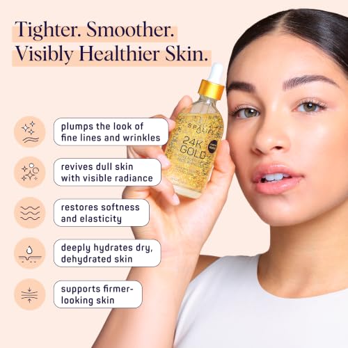 SpaLife Beauty Pearl Hyaluronic Acid Serum & 24k Gold Anti Aging Serum | AM/PM Facial Routine Duo | Deep Collagen Hydrating Treatment | Firming