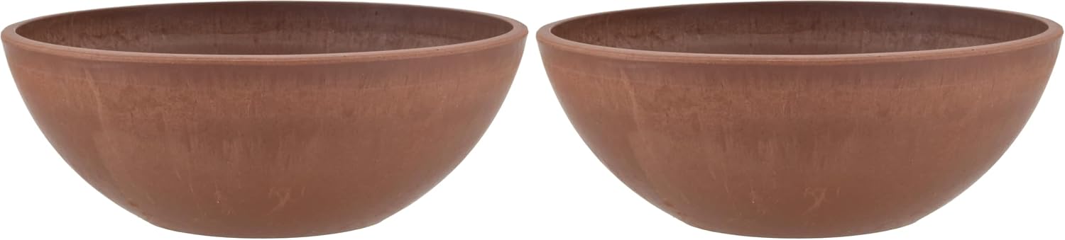 PSW Pot Collection M30DC 12-inch Plastic/Stone/Wood Composite Low Bowl Planter – No Drainage Hole (Drillable), Shallow Indoor/Outer Pot for Succulents, Bonsai, Fairy Gardens, Herbs, Dark Charcoal