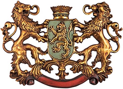 Design Toscano Heraldic Royal Lions Coat of Arms Wall Sculpture, 30 Inch, Full Color