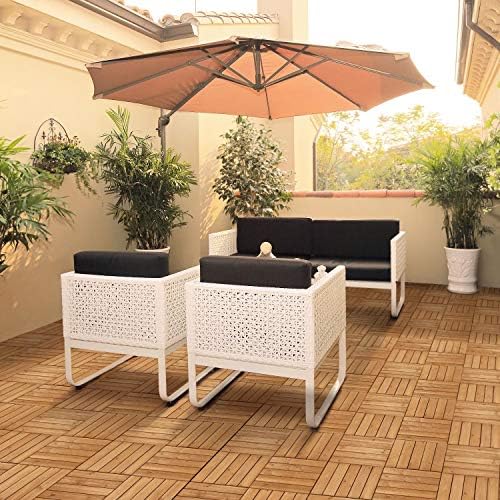 Topeakmart 27PCS Interlocking Deck Tiles 12x12 Patio Flooring, Brown
