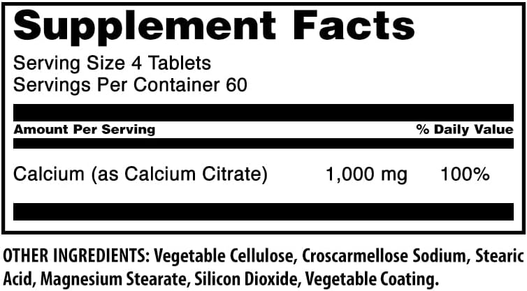 Amazing Formulas Calcium Citrate 1000 Mg | Tablets Supplement | Non-GMO | Gluten-Free | Made in USA (1 Pack | 240 Count)