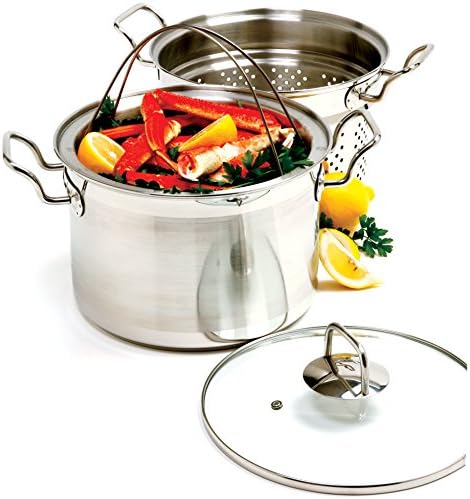 Norpro 8-Quart Krona Stainless Steel Steamer Cooker, 4 Piece Set