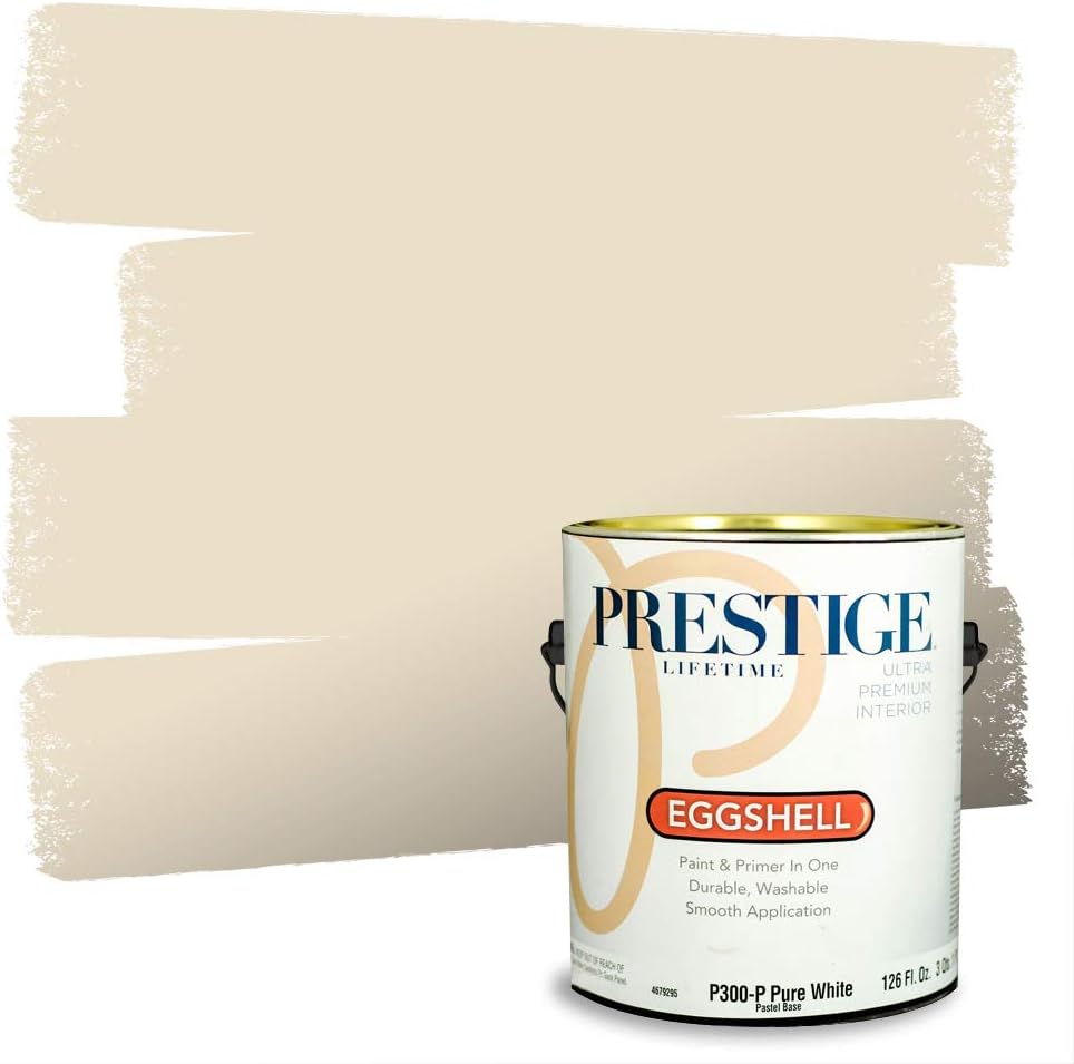 PRESTIGE Paints Exterior Paint and Primer In One, 1-Gallon, Satin, Comparable Match of Sherwin Williams* Relaxed Khaki*