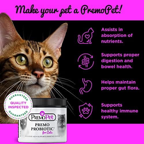 PROBIOTIC for Cats – 120 Servings - Premo Pet – Digestive Aid Plus Prebiotics - Best for Diarrhea, Vomiting, Gas