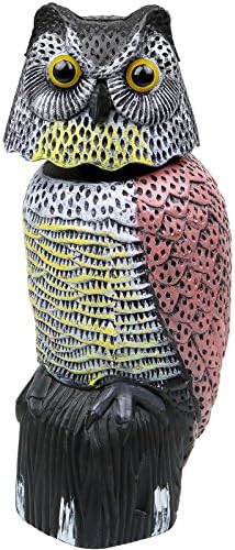 Owl Decoy to Scare Birds Away Scarecrow Fake Owl with Rotating Head, 16"