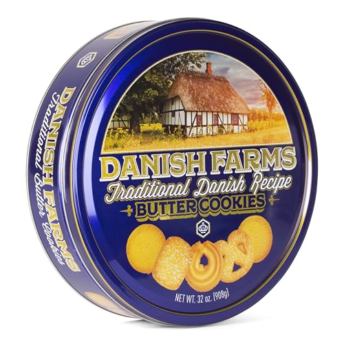 Danish Farms Traditional Butter Cookies, 12-Oz. Blue Cookie Tin, Traditional Danish Recipe Butter Cookies for Dessert or Snack, Gift Cookie Tin, Retail Pack