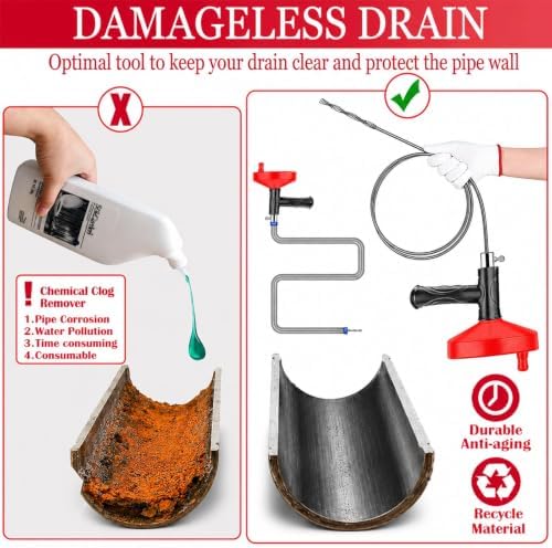Drain Snake Auger, 33 Feet Plumbing Snake Drain Hair Clog Removal Tool, Heavy Duty Snake Auger