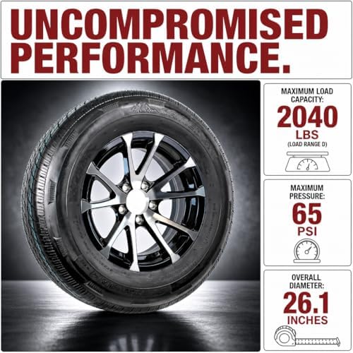 eCustomrim 2-Pack Trailer Tire Rim Assembly 4.80-12 480-12 Load C 5 Lug | 12 Inch Load Range C 6 Ply Tire, 5 Bolt On 4.5 Inch Center White Wheel
