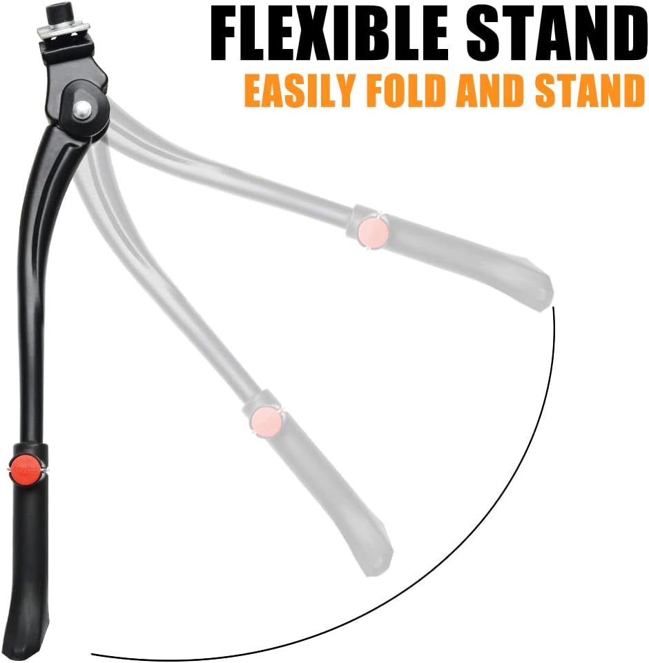 TOPCABIN Bike Kickstand Adjustable Aluminium Alloy Bicycle Kickstand Bike Side Kickstand Fit for 22" 24" 26" 28" Mountain Bike Road cycling/BMX/MTB (Black for 22-24-26-27-28 inch bike)