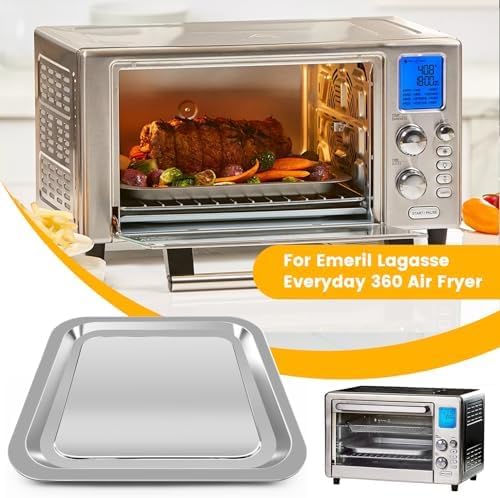 GCQ Air Fryer Tray for Emeril Lagasse Everyday 360 Air Fryer, 12''×10'' Stainless Steel Air Fryer Accessories Tray Bake Pan Replacement Parts, Not fit for Emeril Lagasse 26 QT 25 QT French Door