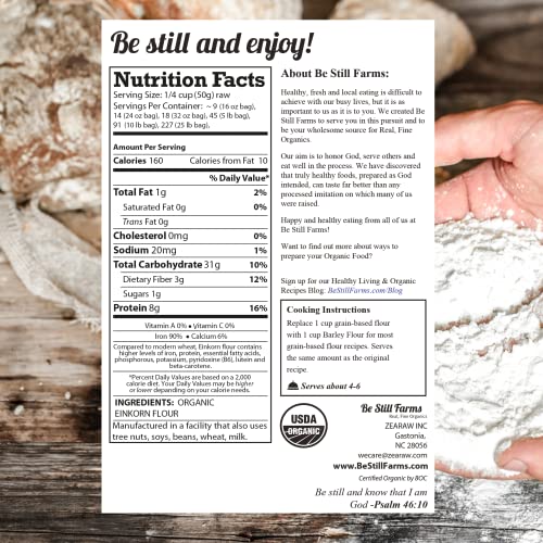 Organic Einkorn Farro Grain 4.8 lb - Einkorn Wheat Berries Bulk Whole | Ancient Grains Ideal for Soup, Flour, Bread - High in Fiber - USA Grown | USDA Certified | Vegan | Non-GMO