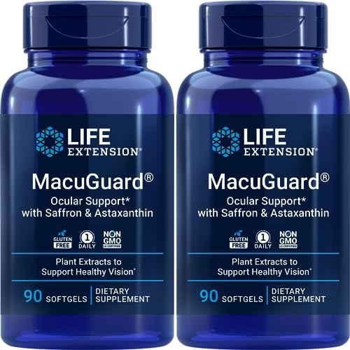 Life Extension MacuGuard 90 softgels (Pack of 2) with Saffron & Astaxanthin