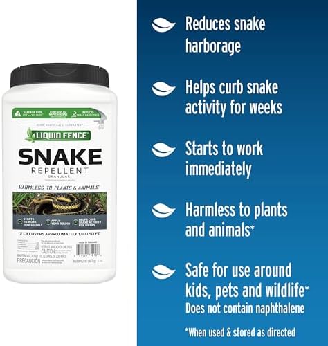 Liquid Fence Snake Repellent Granules, Safe Around Kids and Pets When Used & Stored as Directed, Keep Snakes Out of Garden, Patio and Backyard, 2 lb