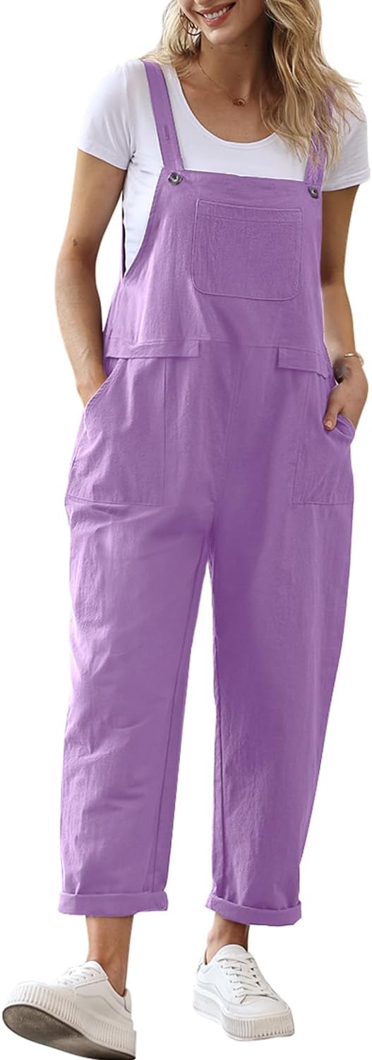 YESNO Women Long Casual Loose Bib Pants Overalls Baggy Rompers Jumpsuits with Pockets PV9