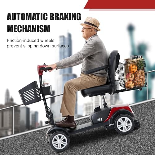 Metro Mobility 4 Wheel Foldable Mobility Scooter for Adults - 300 lbs Capacity Electric Mobility Scooters for Seniors - Long Range Power Extended