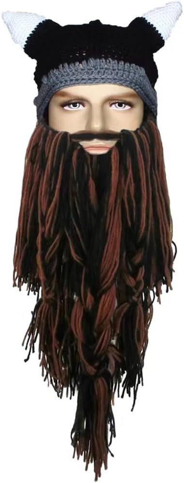 Creative Barbarian Knit Beard Hat Funny Knit Cap Wig Beanie Hats