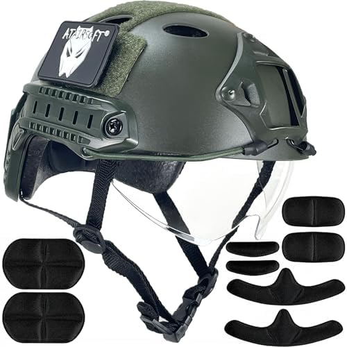 PJ Type Tactical Multifunctional Fast Helmet with Visor Goggles Version