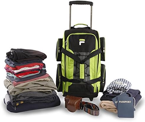 Fila 22" Lightweight Carry On Rolling Duffel Bag, Neon Lime, One Size