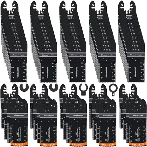 Bionso 40 PCS Oscillating Saw Blades, Premium Multitool Kit for Wood Metal Plastics, Tool Blades Fit Dewalt Worx Rockwell Wen Milwaukee Makita Ryobi Bosch Fein Porter Genesis Black
