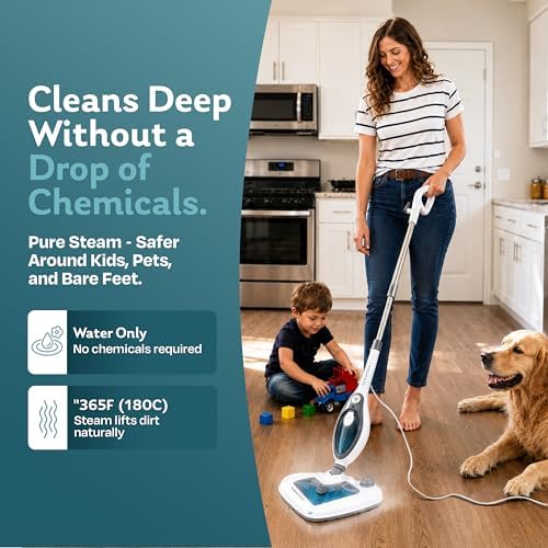 Steam & Go 10-in-1 Multi-Surface Steam Mop - Deep Clean with Heat | Converts to handheld cleaner for grout, upholstery & furniture