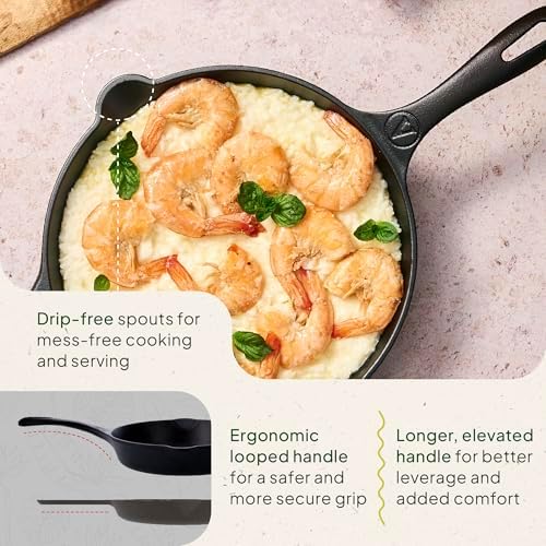 Victoria 10-Inch Cast Iron Skillet, Pre-Seasoned Cast-Iron Frying Pan with Long Handle, Made in Colombia | Pan with Long Handle, Made in Colombia
