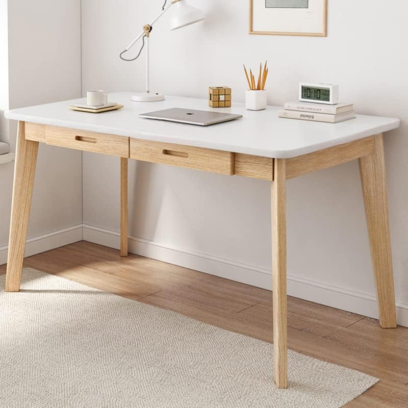 IOTXY Solid Wood Writing Desk - Home Office Laptop Computer Table, Walnut