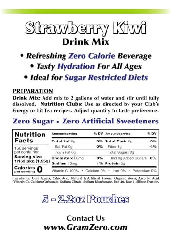 GramZero Grape Sugar Free Drink Mix Sports Pack, Great For Nutrition Club Loaded Teas, Zero Calorie, Stevia Sweetened