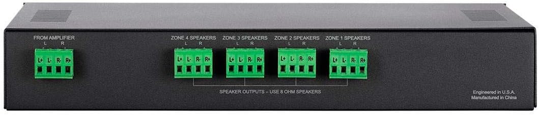 Monoprice SS-4 Premium 4 Channel Speaker Selector, with Impedance Protection, Supports 12-16 AWG Speaker Wire, Individual Zone On/Off Buttons, 138157