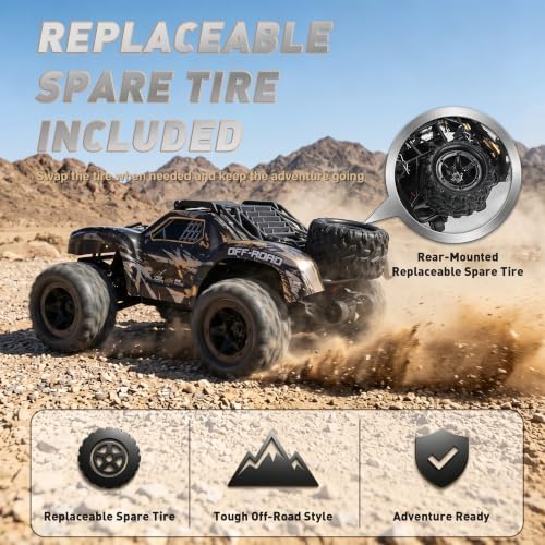 RC Car for Adults,RC Truck,4WD Off Road Monster Truck RC, 1:18 RC car,2 Batteries, LED Lights, All Terrain Waterproof RC Truck for Beginners&Boys.