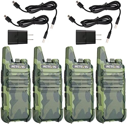 Retevis RT22 Compact & Lightweight FRS Walkie Talkies Long Range (4 Pack) | For Small Business, Camping, Hiking, Cruise, Safe Short Antenna, Comfortable to Carry, Loud & Clear Audio, USB-C