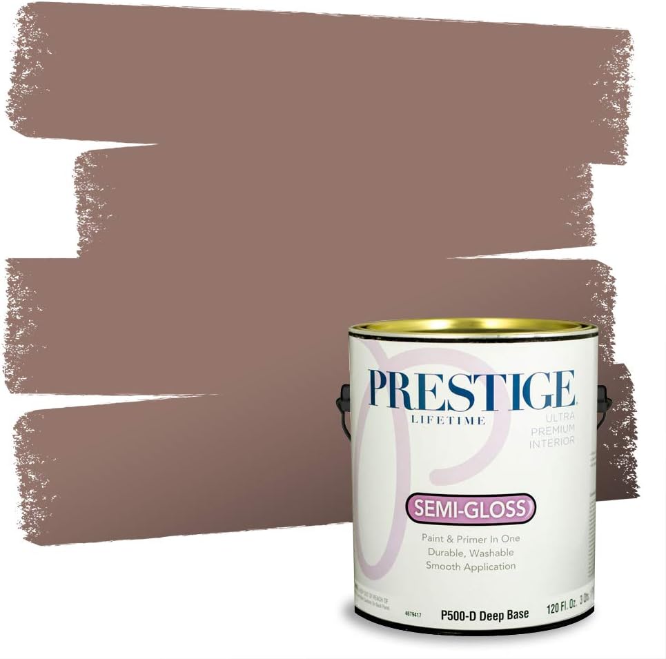 PRESTIGE Paints Exterior Paint and Primer In One, 1-Gallon, Semi-Gloss, Comparable Match of Sherwin Williams* French Roast*