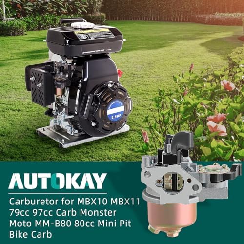 AUTOKAY Carburetor for MBX10 MBX11 79cc 97cc Carb Monster Moto MM-B80 80cc Mini Pit Bike Carb