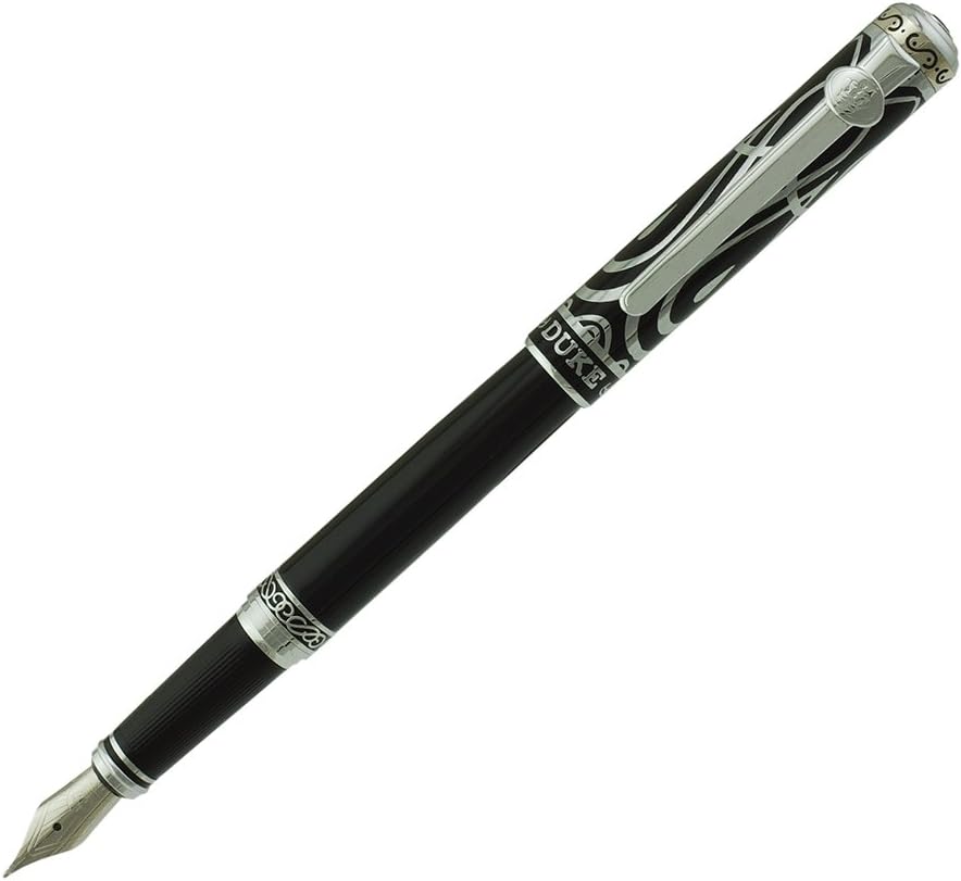 Duke Fude Nib Fountain Pen Medium to Broad Nature Mother Pearl on Cap with Pen Pouch sketching Art Drawing Signature Calligraphy Pen Case Set