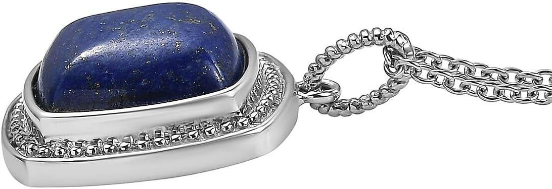 Lapis Lazuli 10.60 ctw Pendant Necklace in Stainless Steel 20 Inches