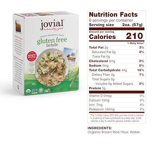 Jovial Brown Rice Farfalle, Penne, & Elbows Pasta - Whole Grain Organic Pasta, Gluten Free, Dairy Free, Made in Italy - 12 Oz, 3 Pack Variety