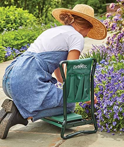 Burpee Multi-Function Garden Kneeler Seat with Padded Cushion and Detachable Tool Bag, Versatile Garden Stool with Foldable Frame