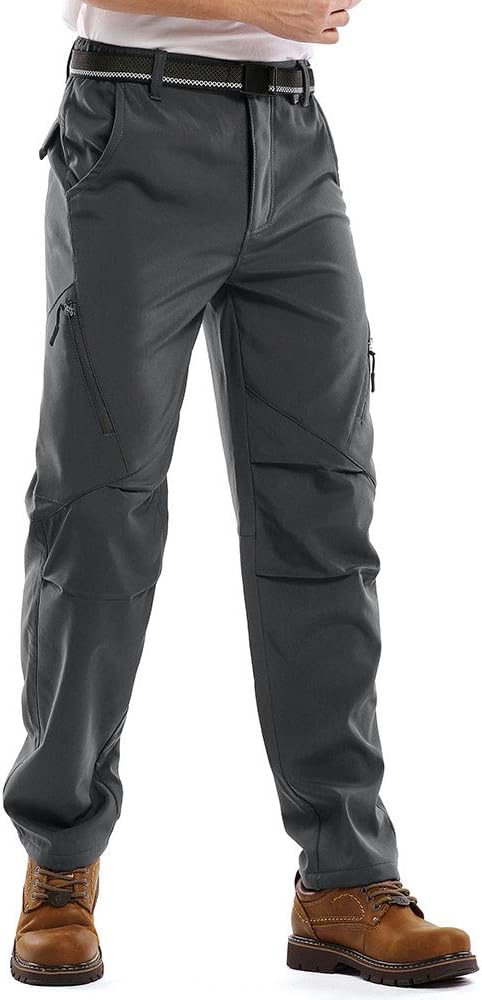 Men's Waterproof Pants Fleece Lined Insulated Winter Hiking Ski Snow Pants