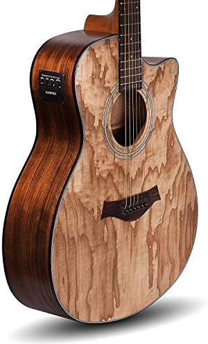 Kadence A06EQ-SC Acoustica 40" Electro Acoustic Guitar | Grand Auditorium Cutaway | AshWood | Built-in Pickup + 2 Band EQ | Includes Bag, Cable, Strap