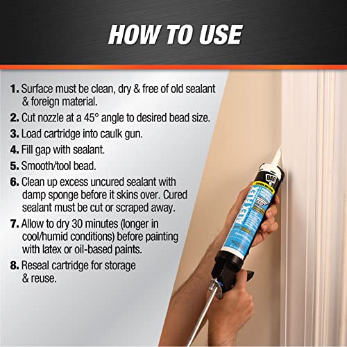 DAP Alex Flex Premium Molding & Trim Siliconized Sealant, White, 10.1 Oz (7079818542)