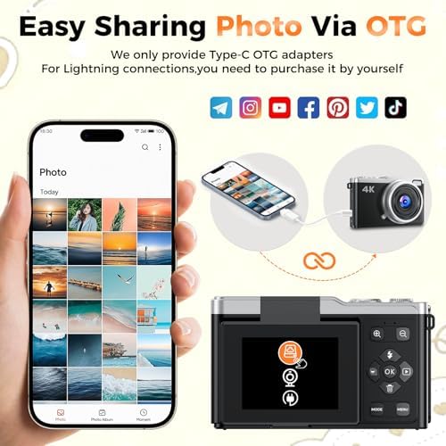 MaxMango Digital Camera, 64MP & 2.4'' Vlogging Camera for Beginners
