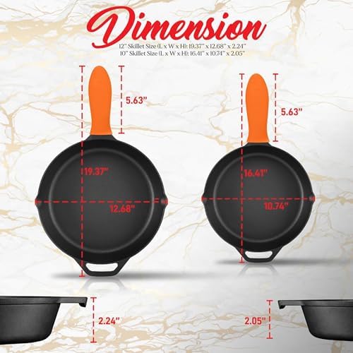 NutriChef 10 Inch Cast Iron Skillet with Lid - Pre-Seasoned Small Fry Pan with Side Drip Spout and Silicone Handle