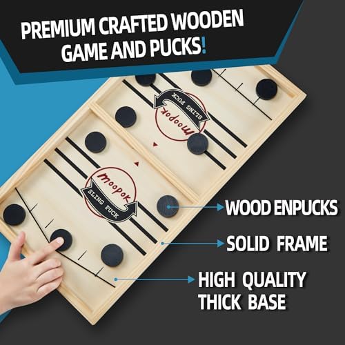 moopok Fast Sling Puck Game - Fast Action Super Foosball Table Desktop Battle Slingshot Wooden Air Hockey Board Game -Guaranteed Fun for Family Game