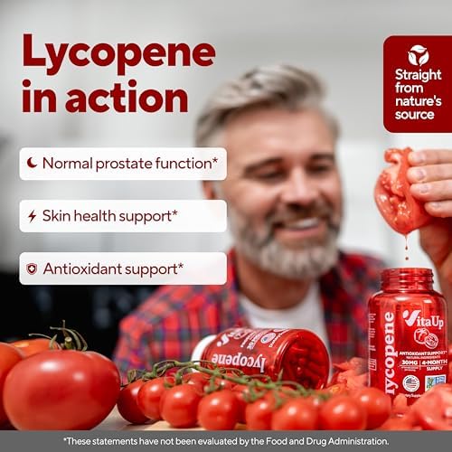 VitaUp Lycopene Supplements for Men – USA Made Prostate Supplements for Men with Natural Tomato Extract – Non-GMO Lycopene Supplement for Normal
