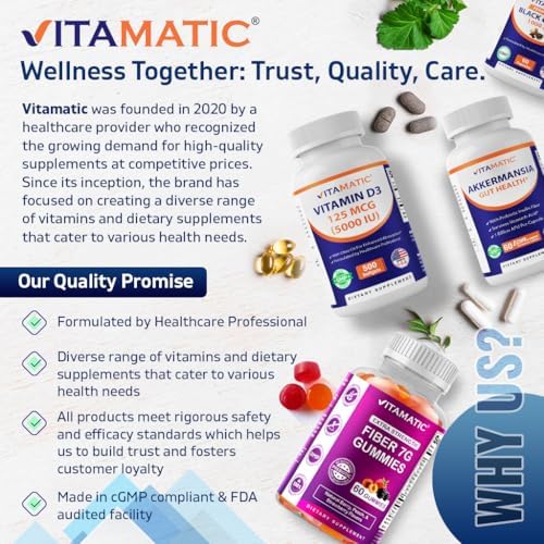 Vitamatic 2 Pack Vitamin D3 50, 000 IU (as Cholecalciferol), Once Weekly Dose, 1250 mcg, 60 Veggie Capsules 1 Year Supply