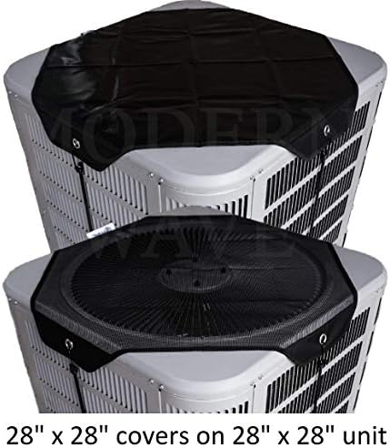 MODERN WAVE - 2 (Two) Central Air Conditioner Covers for Outside Units 36 x 36 inch - 1 (One) Top Universal Mesh Cover and 1 (One) Winter Waterproof