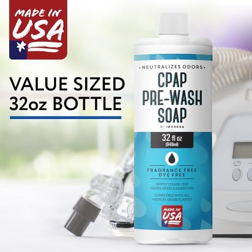 IMPRESA Concentrated CPAP Prewash Soap - 32 Fl Oz - Clear Formula, Unscented Soap - Odor Removal, Respiratory Equipment Cleaner - Gentle on Equipment