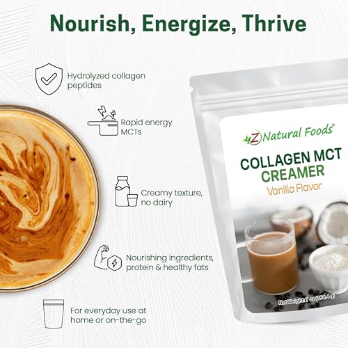 Z Natural Foods Collagen MCT Oil Creamer Powder- Vanilla, 16 oz (Pack of 1)