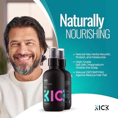 Kick Sea Salt Spray for Men - Texturizing Hair Spray - Beach Waves & Volume | Salt Water Formula for a Surfer Hair Style - Natural Texture & Tousled