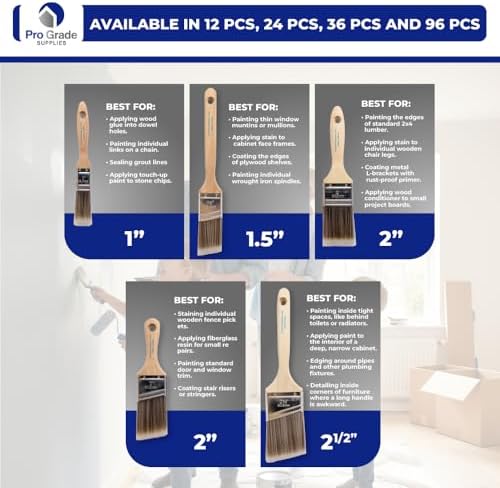 Pro Grade Paint Brushes, Paint Brush Set for Walls, Trim & Stain, 5-Piece | Interior & exterior | Cabinets, doors, furniture